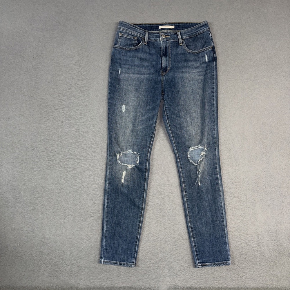 Levis Jeans Womens 31 Blue 721 High Rise Skinny Stretch Distressed Denim Cotton